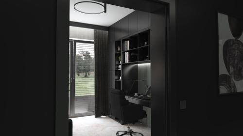 GABINET Z TAPETĄ I MAPĄ ŚWIATA 